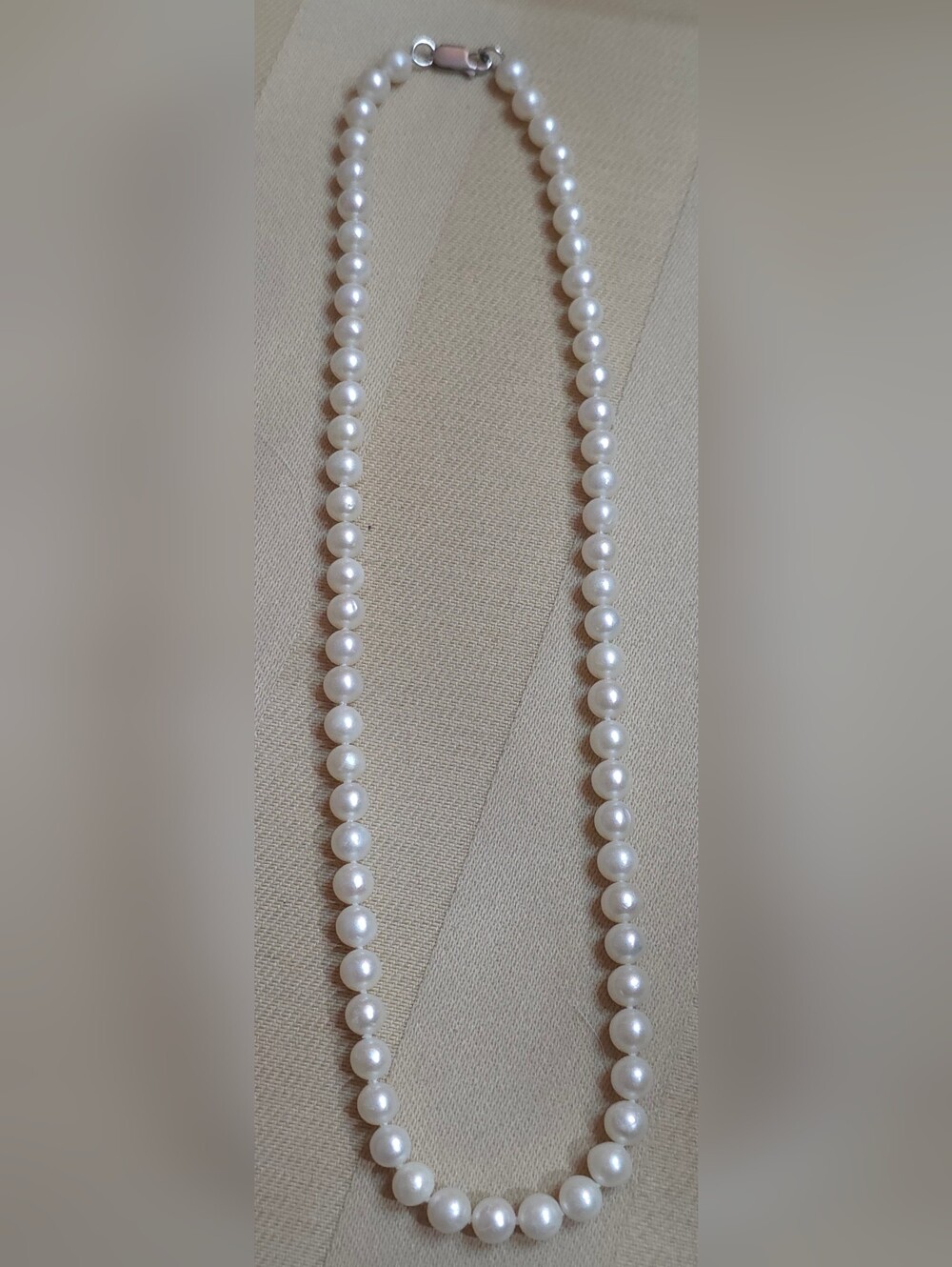 Genuine salt water White cultured pearl Necklace 16 In 925 Sterling silver Clasp